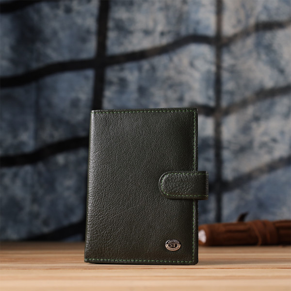 Оригинальная обложка на документы унисекс из натуральной кожи ST Leather 23119 Зеленый