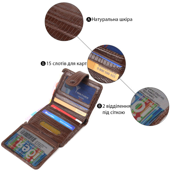 Фактурный кошелек для мужчин из натуральной кожи CANPELLINI 21691 Коричневый