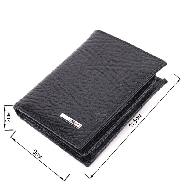 Небольшой кошелек без застежки из натуральной зернистой кожи KARYA 21364 Черный