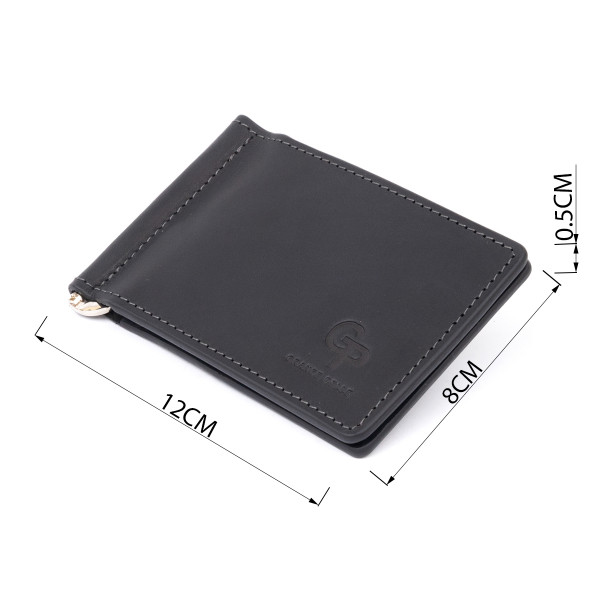 Стильный зажим для денег без застежки GRANDE PELLE 11294 Черный