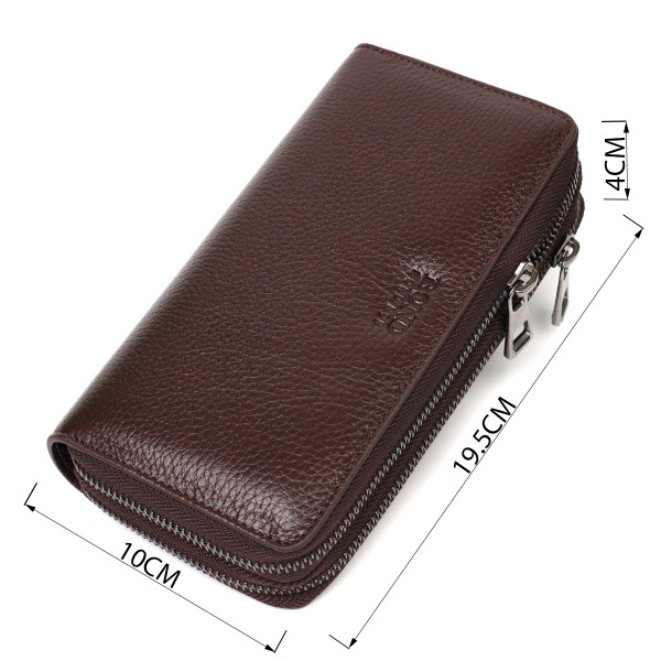 Вместительный мужской клатч с двумя отделениями из натуральной BOND 22025 Коричневый