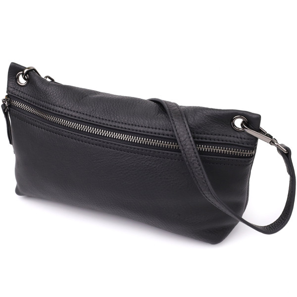 Модная женская сумка на плечо из натуральной кожи Vintage 23004 Черный