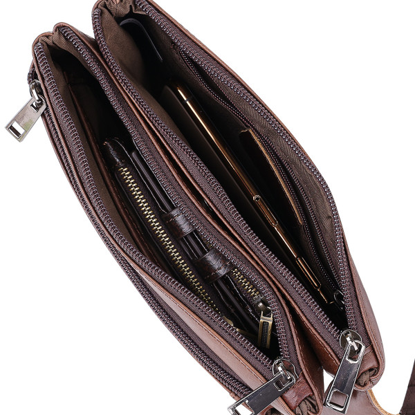 Кожаная сумка на пояс унисекс Vintage 20457 Коричневый