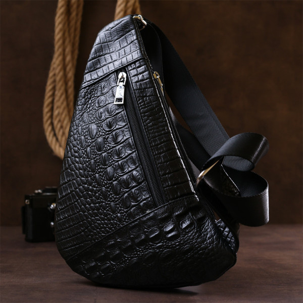 Мужская сумка из натуральной кожи через плечо Vintage 20489 Черный