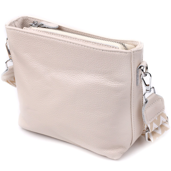 Повседневная плечевая сумка из натуральной кожи Vintage 22915 Белый