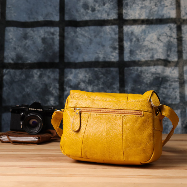 Элегантная кожаная сумка для женщин на каждый день Vintage 22969 Желтый
