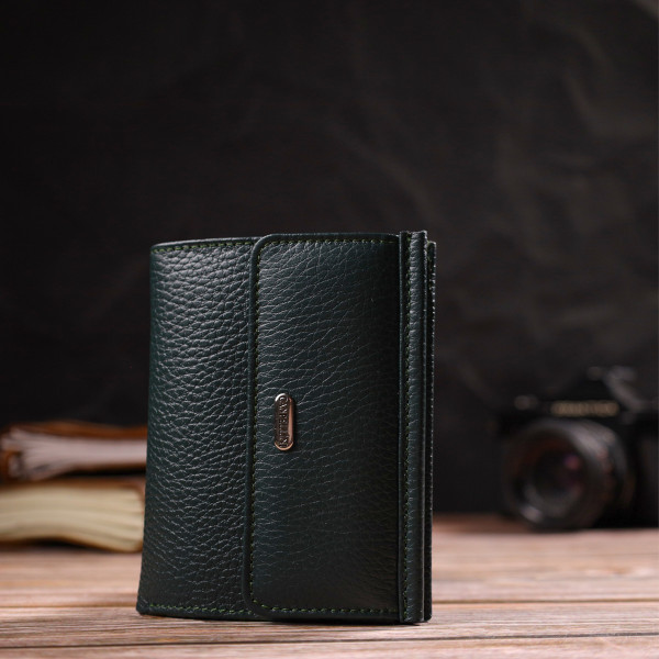 Вместительный кошелек для женщин среднего размера из натуральной кожи флотар CANPELLINI 21812 Зеленый