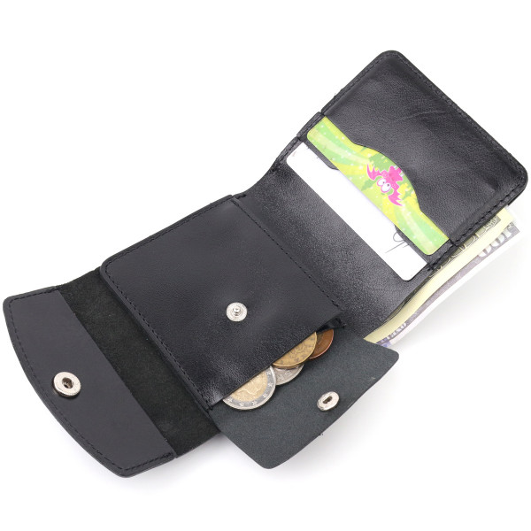 Мужское глянцевое кожаное портмоне Shvigel 16617 Черный