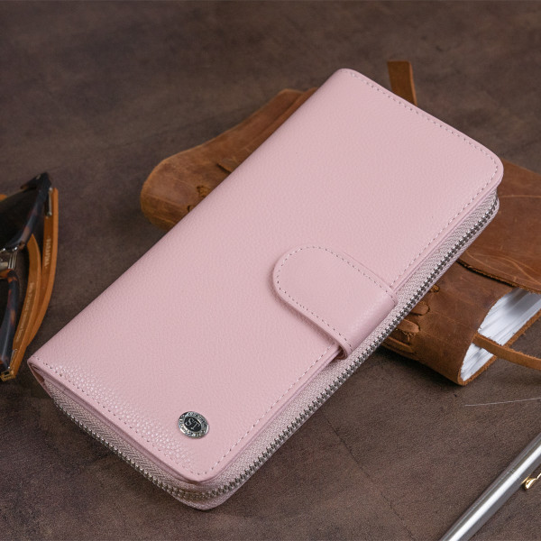 Вертикальный вместительный кошелек из кожи женский ST Leather 19303 Розовый