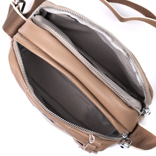 Сумка на каждый день с двумя отделениями из натуральной кожи Vintage 22594 Бежевый