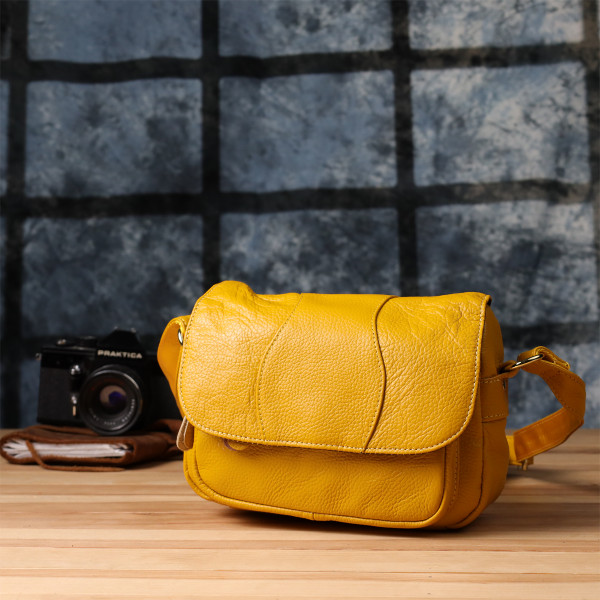 Элегантная кожаная сумка для женщин на каждый день Vintage 22969 Желтый