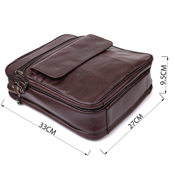 Практичная мужская сумка с ручкой для переноса в руке из натуральной кожи Vintage 23024 Коричневый