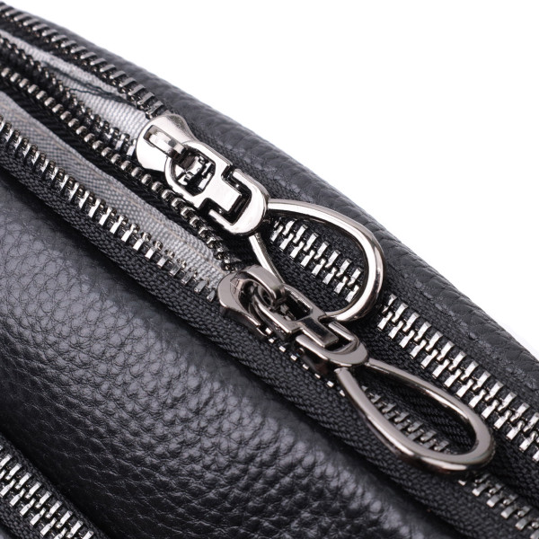 Прямоугольная женская сумка с карманами из натуральной кожи Vintage 22597 Черная