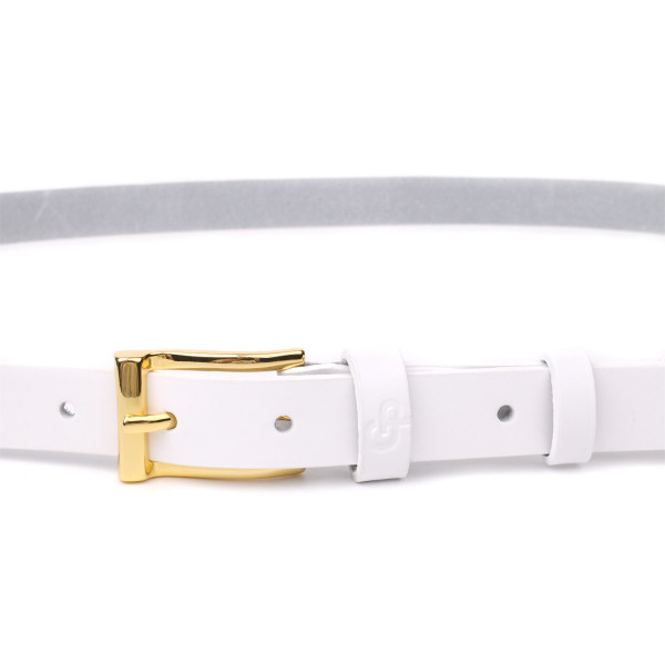 Стильный тонкий кожаный ремень для женщин GRANDE PELLE 22948 Белый