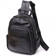 Лаконичный женский рюкзак из натуральной кожи Vintage 23062 Черный