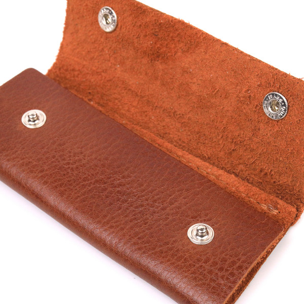 Практичная ключница в глянцевой коже Слава ЗСУ GRANDE PELLE 16720 Светло-коричневая