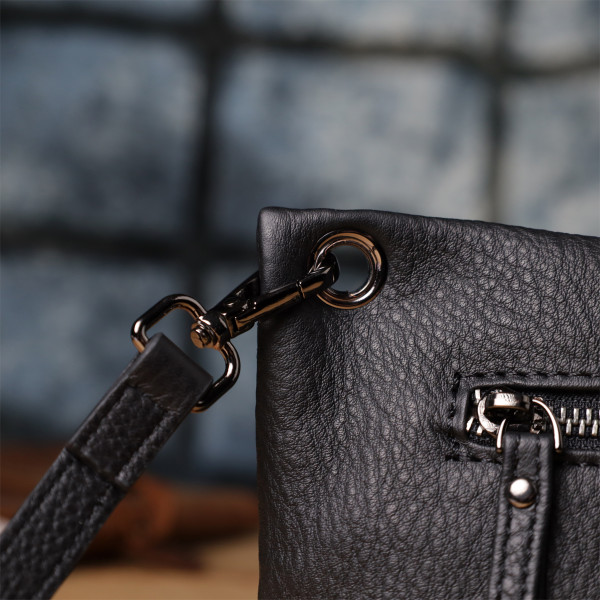 Модная женская сумка на плечо из натуральной кожи Vintage 23004 Черный