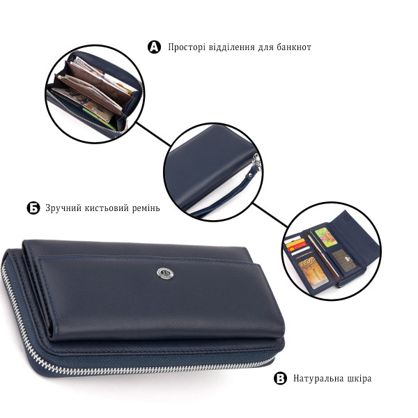 Кошелек универсальный женский ST Leather 19296 Темно-синий