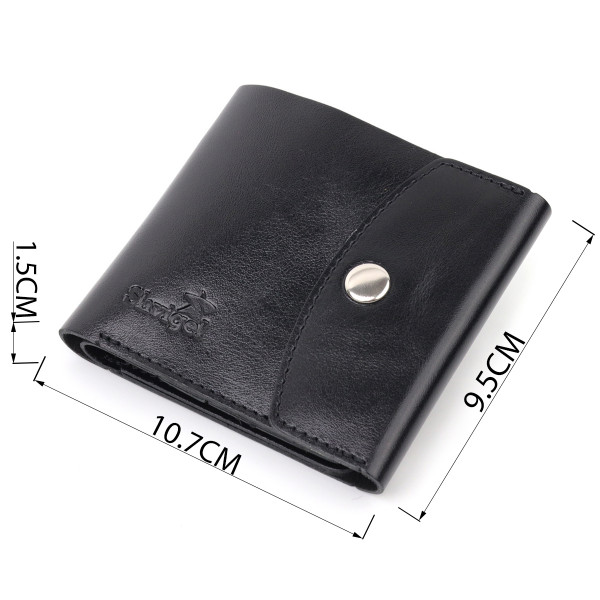 Мужское глянцевое кожаное портмоне Shvigel 16617 Черный