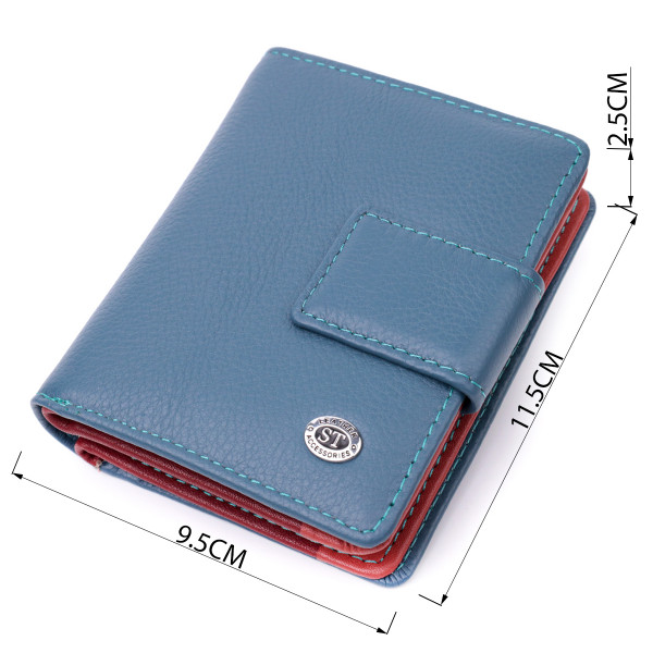 Небольшой вертикальный женский кошелек из натуральной кожи ST Leather 19435 Бирюзовый