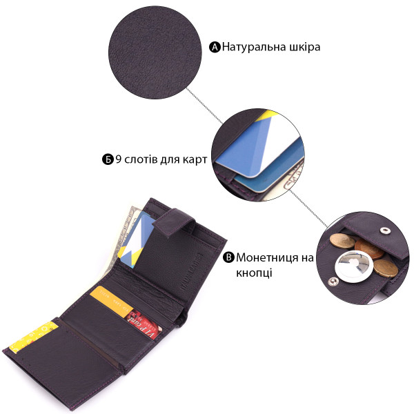 Компактный женский кошелек из натуральной кожи ST Leather 22855 Коричневый