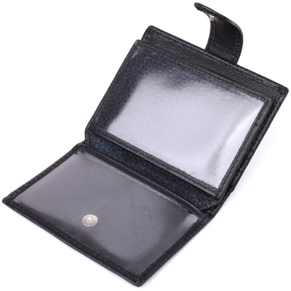 Компактный мужской бумажник вертикального формата из натуральной кожи ST Leather 23095 Черный