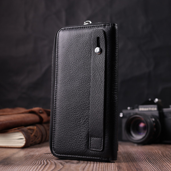 Функциональный кошелек-клатч унисекс из натуральной кожи ST Leather 22529 Черный
