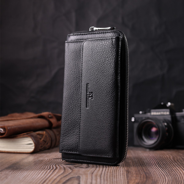 Функциональный кошелек-клатч унисекс из натуральной кожи ST Leather 22529 Черный