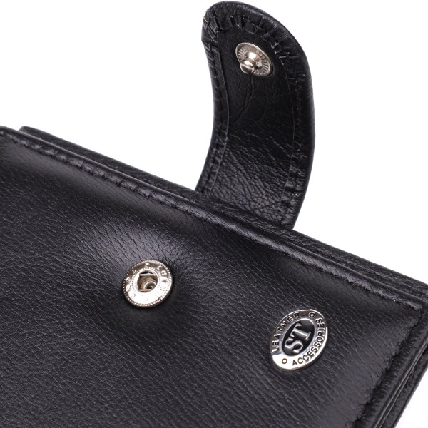 Компактный мужской бумажник вертикального формата из натуральной кожи ST Leather 23095 Черный