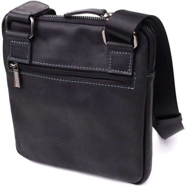 Удобная сумка для мужчин на плечо из натуральной винтажной кожи Shvigel 23147 Черный