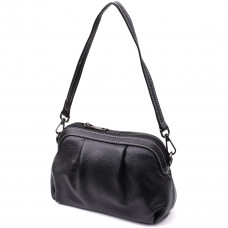 Жіноча сумка з м'якої натуральної шкіри з акцентом на драпірування Vintage 22896 Чорний