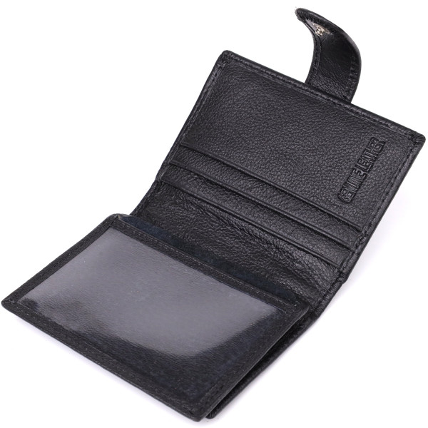 Компактный мужской бумажник вертикального формата из натуральной кожи ST Leather 23095 Черный