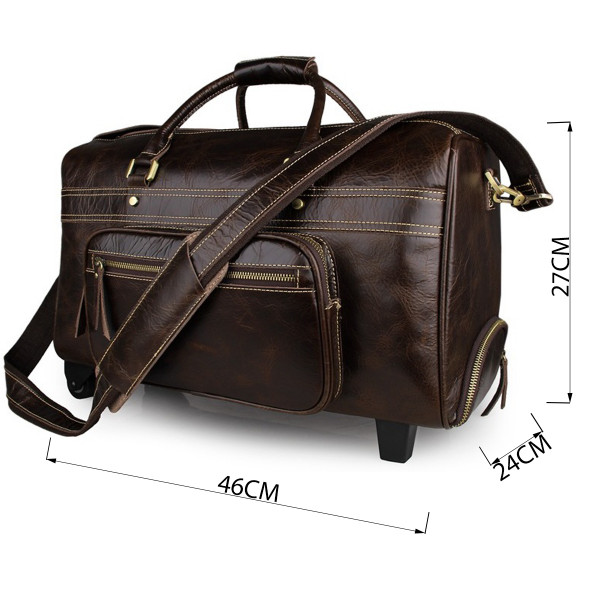 Сумка дорожная Vintage 14253 на колесах Коричневая