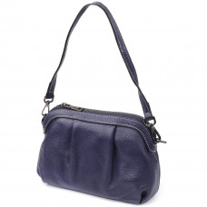 Жіноча шкіряна сумка з ефектним драпіруванням Vintage 22897 Синій