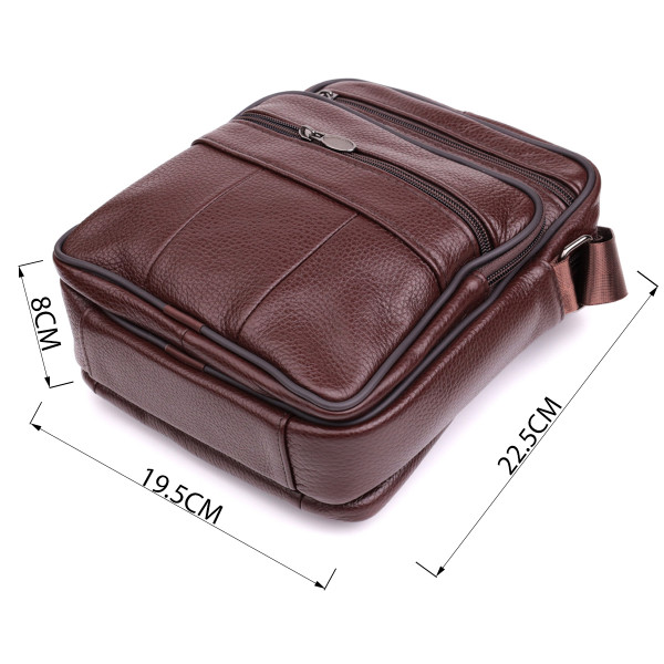Удобная мужская сумка из натуральной кожи 22858 Vintage Коричневый