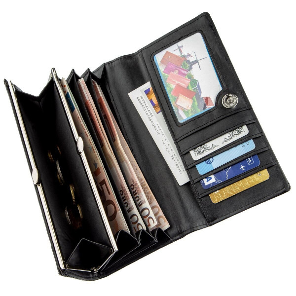 Кошелек женский из экокожи лаковый KIVI 19012 Черный