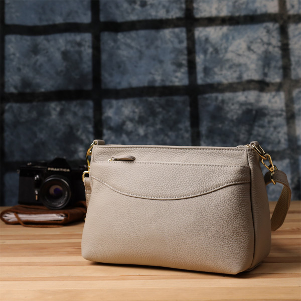 Женская элегантная сумка из натуральной кожи с жестким основанием Vintage 22985 Серый