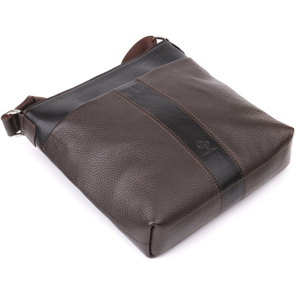 Стильная сумка через плечо для мужчин из натуральной кожи GRANDE PELLE 22884 Коричневый