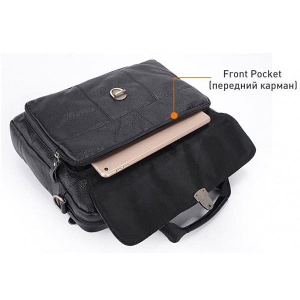 Портфель мужской кожаный с замком Vintage 14801 Черная