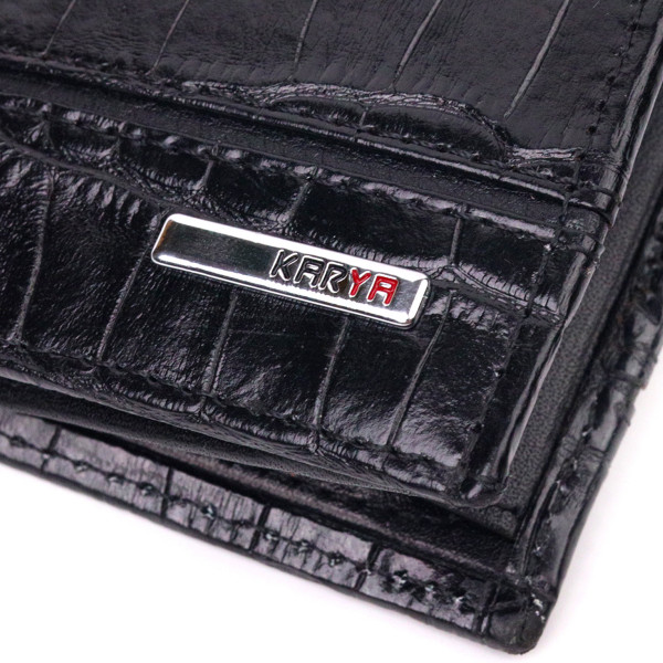 Оригинальное портмоне для мужчин из натуральной кожи с тиснением под крокодила KARYA 21325 Черный