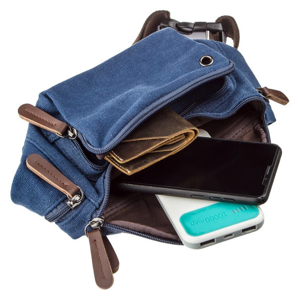 Сумка поясная текстильная Vintage 20173 Синяя