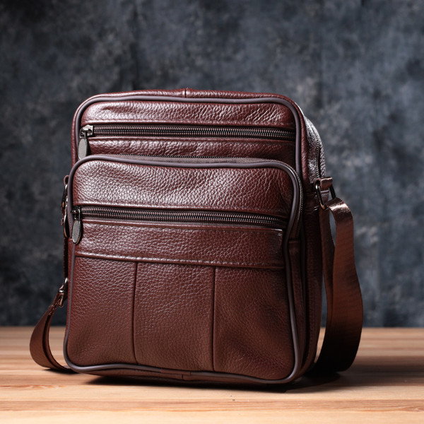 Удобная мужская сумка из натуральной кожи 22858 Vintage Коричневый