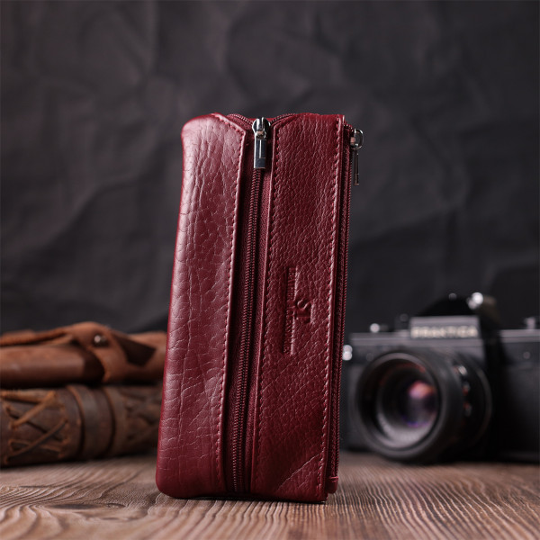 Кожаная ключница на молнии ST Leather 22558 Бордовый