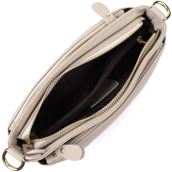 Женская элегантная сумка из натуральной кожи с жестким основанием Vintage 22985 Серый