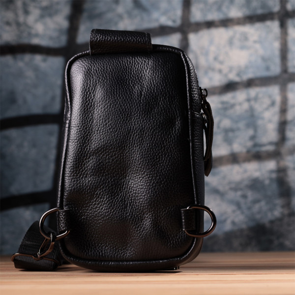 Небольшая слинг сумка для мужчин из натуральной кожи Vintage sale_15105 Черный