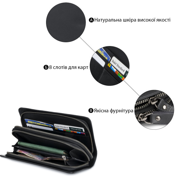 Мужской клатч-барсетка с ремешком на руку Vintage 14657 Черный