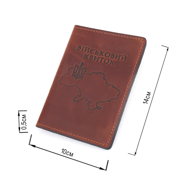 Обложка на военный билет в винтажной коже Карта GRANDE PELLE 16782 Светло-коричневая