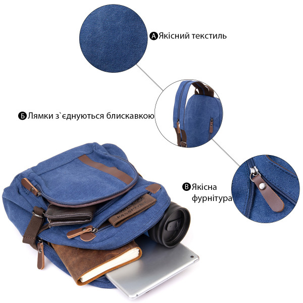 Рюкзак текстильный унисекс Vintage 20602 Синий