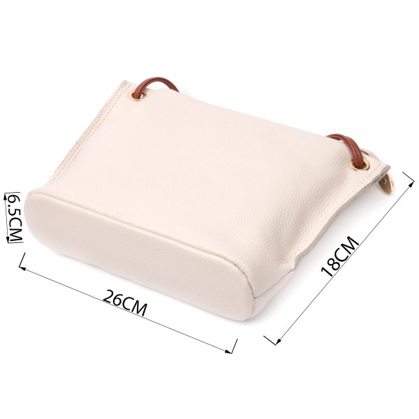 Женская трапециевидная сумка на плечо из натуральной кожи Vintage 22396 Белая