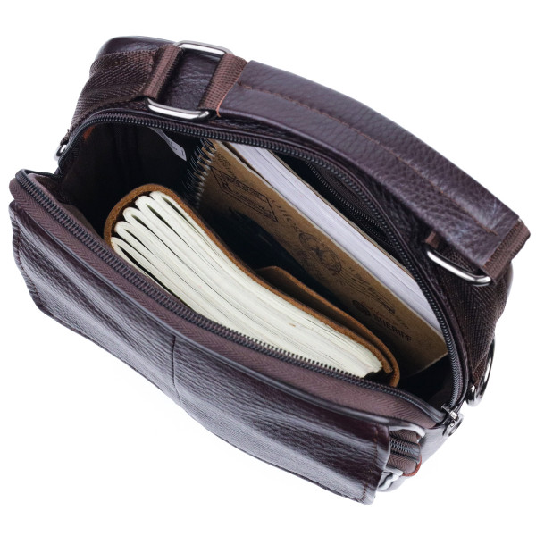 Качественный мужской месенджер из натуральной кожи Vintage 21304 Коричневый